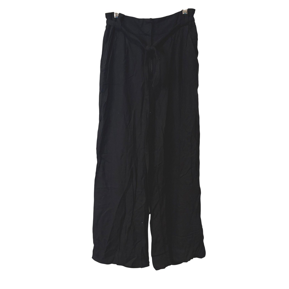 Talula Black Wide Leg Rayon‎ Tie Waist Pants Size 0 High Rise Pockets Resort